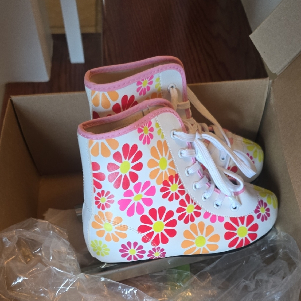 Colorful Floral Kids Ice Skates